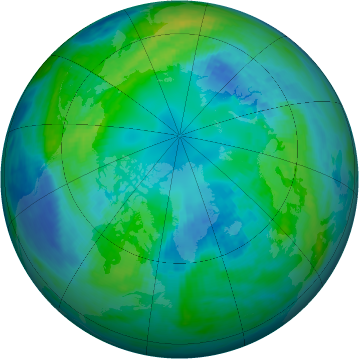 Arctic ozone map for 20 October 1991